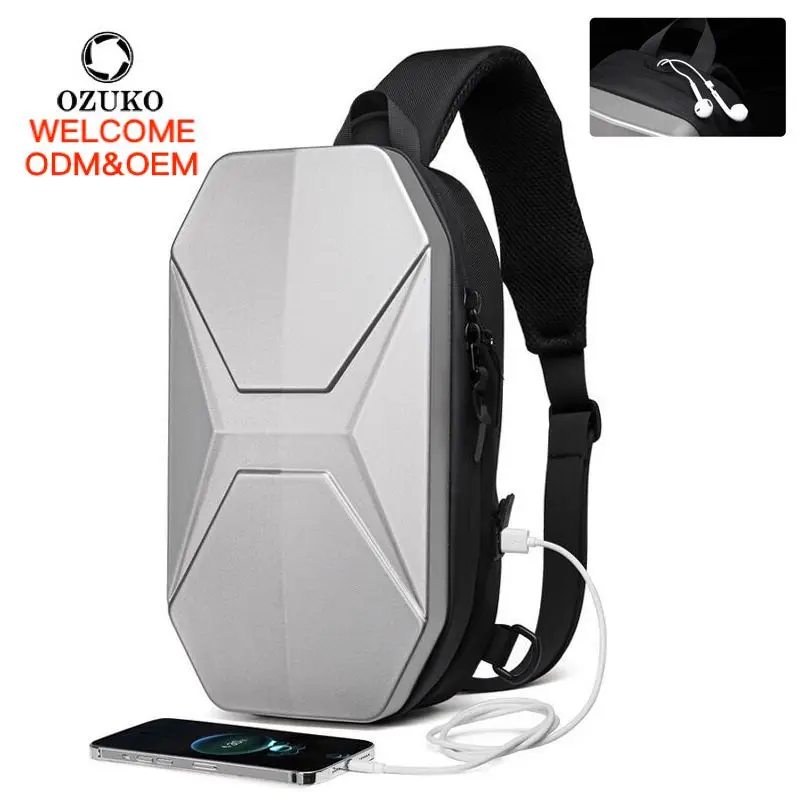 Ozuko 9509 Designer Tiktok Fashion Messenger Bag Motorcycle Mini Laptop Backpacks Chest Bags Custom PC ABS Shoulder Bag Men