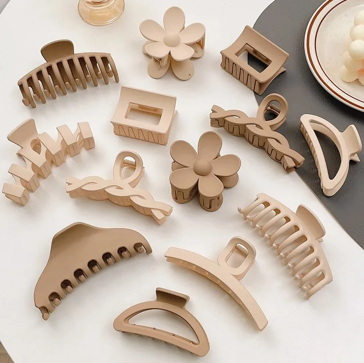 Заколки для волос комплект коричневый серии различные форма неправильные крепкого пластика Большой Матовый Акриловый пластик элегантные женские BPHNEXP-43