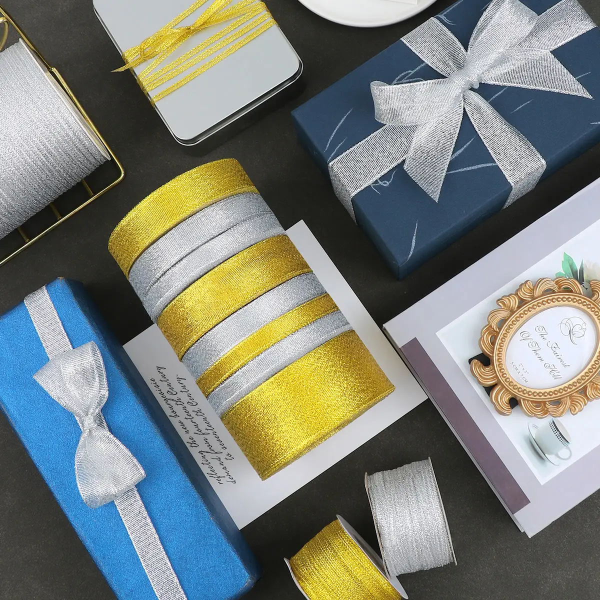 High quality personalized silk satin ribbon grosgrain ribbon gift box with ribbon