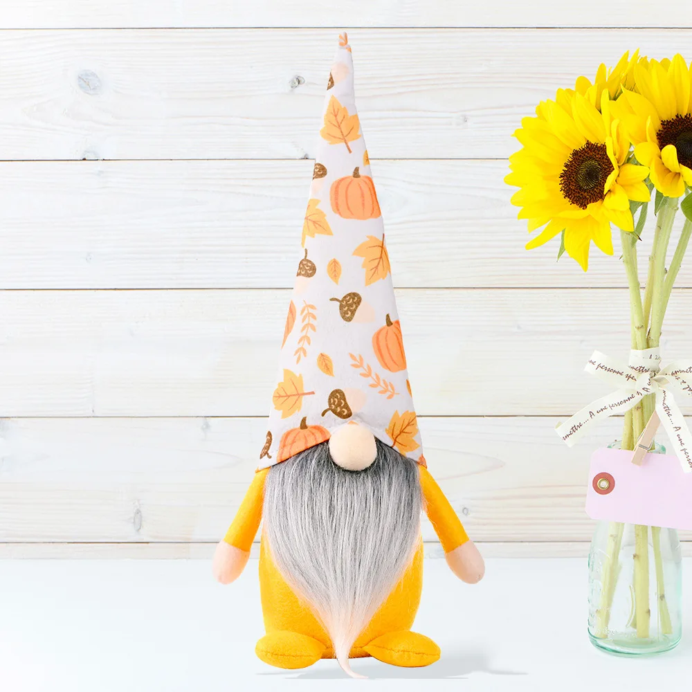 Ychon  Harvest Tiered Tray Decor Gnome Plush Doll Scandinavian Autumn Tomte Fall Thanksgiving Decor