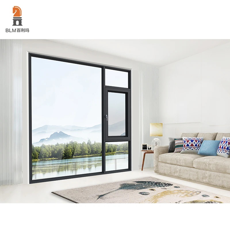 Windproof Double Glazing Aluminum Casement Window Interior Villa Windows Folded Invisible Flyscreen Steel Frame Fixed Open Style