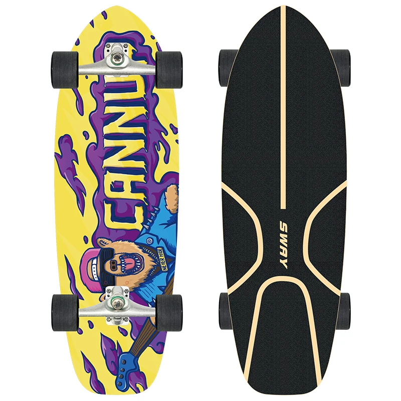 
SWAY OEM service customized free sample canadian maple skateboard surf skate truck CX4 surfboard 30 Inch 