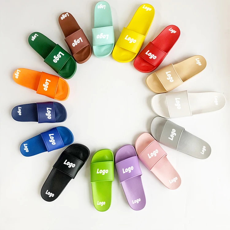 Promotional Plus Size South Africa Color Custom Logo Printed Outside Blank PVC Sandals Custom Slide Slippers