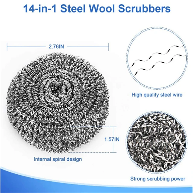 wholesale manufacturer metal wire sponge galvanized wire scrubber ball ss410 stainless steel scourer sponge pads