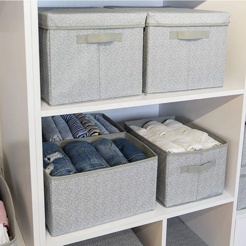 Fabric Closet Organizer Shelf Cube storage Box with Handles collapsible Home Office Storage Baskets for clothes