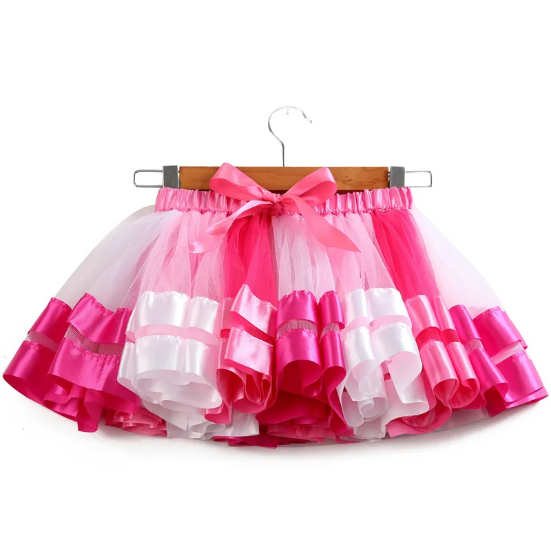 Wholesale Baby Girls TUTU Skirt Kids Layered Tulle Dancing Party Rainbow Tutu Toddler Stretch Ballet Dress Skirt