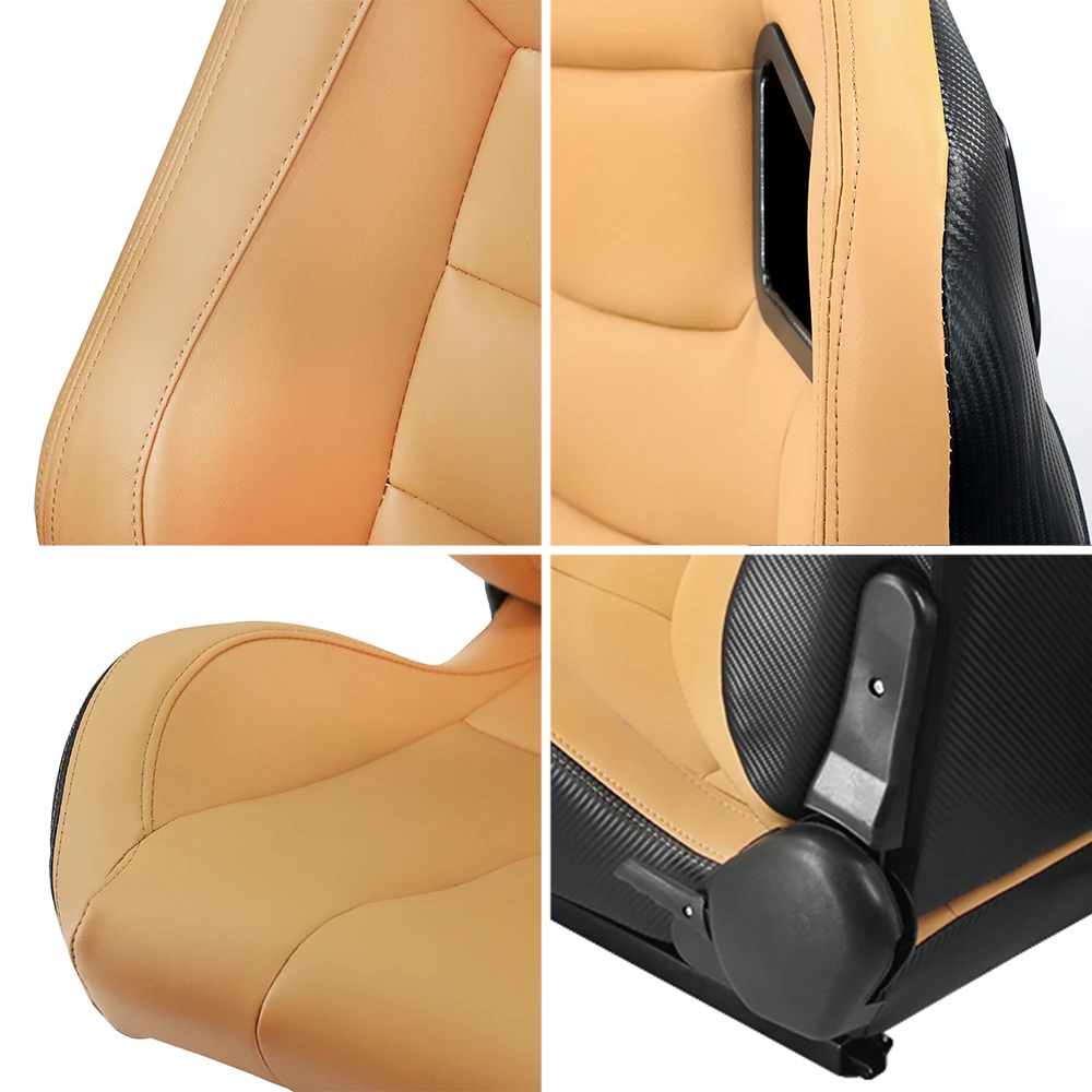 
Car Sport Bucket Seat Racing Seat Universal fit for Most Car Sport Seats PVC Leather 1 Pair 