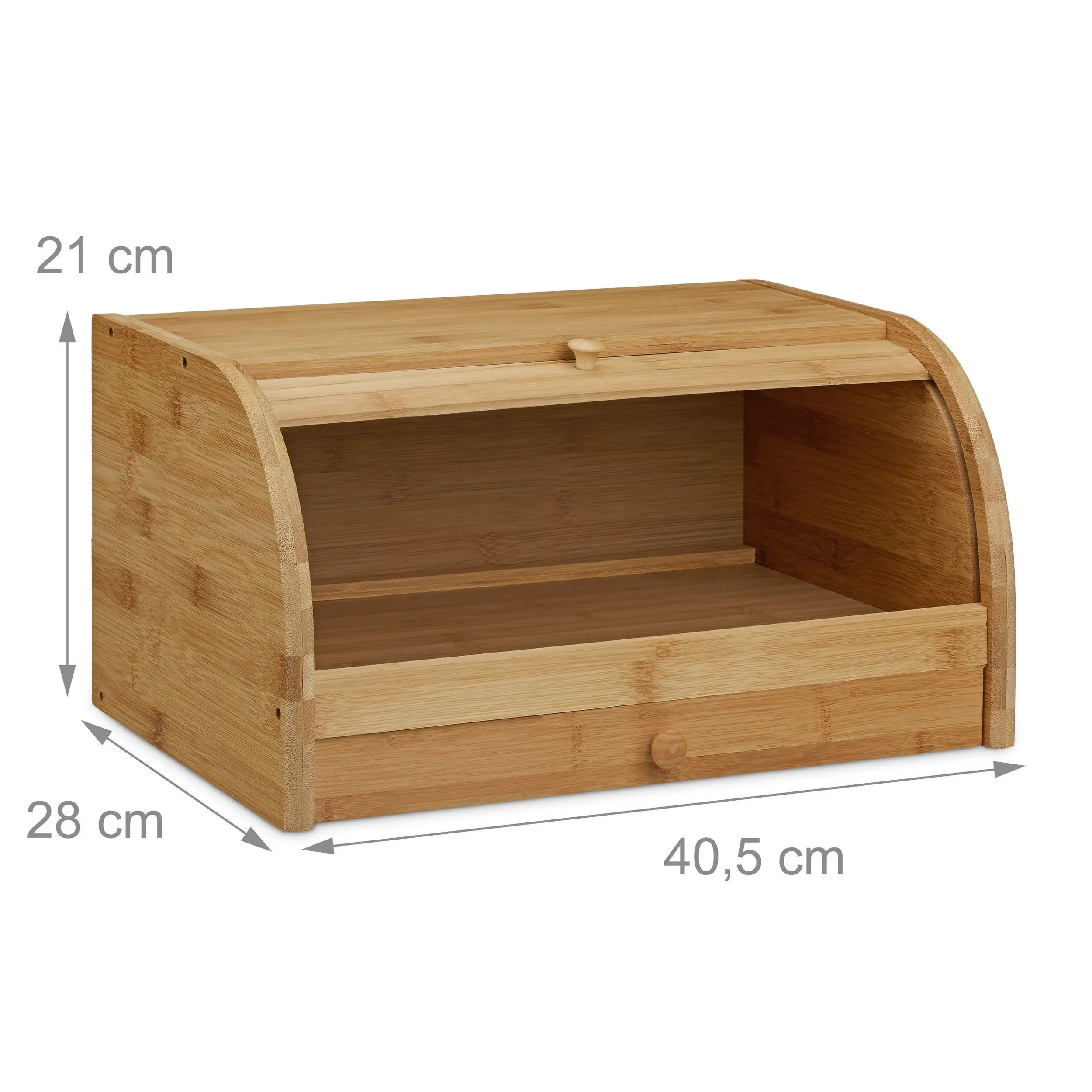 Factory Wholesale Food Grade Bamboo Two Layers Bread Storage Box with Drawer for Bread Knife or Rolling Pin
