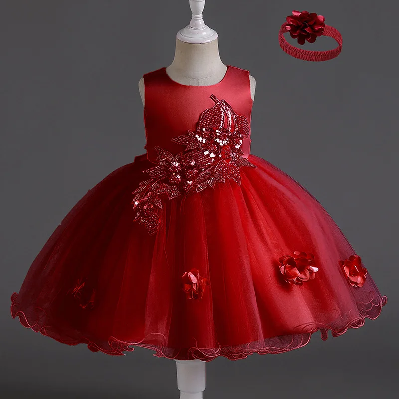 LZH Baby Girls Mesh Tutu Princess Gown Wedding Party Baby 1 Year Birthday Dress Christmas Infant White Christening Dress