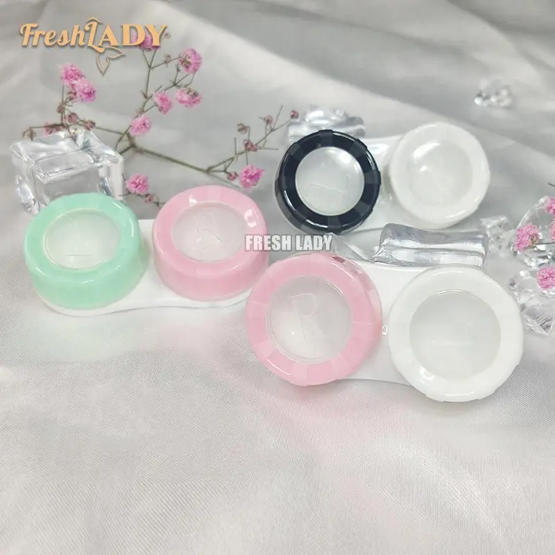 
Fresh lady Macaron wholesale colorful color eye contact lens case 