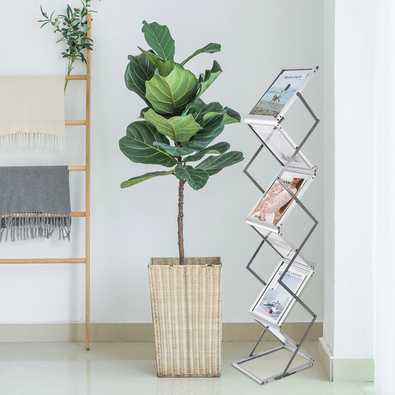 High Quality Cheap Price Black String Iron Brochure Holder Metal Display Rack Magazine