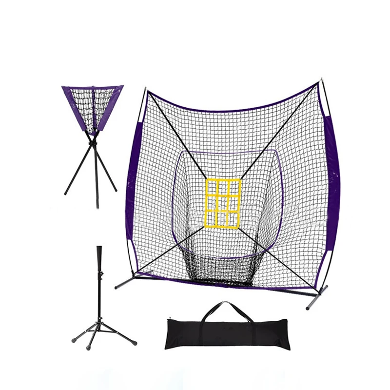 2022 Baseball T Block Ball Collector Indoor and Outdoor Baseball Practice Net 7X7 Baseball Net Batting Bullseye Combo Set