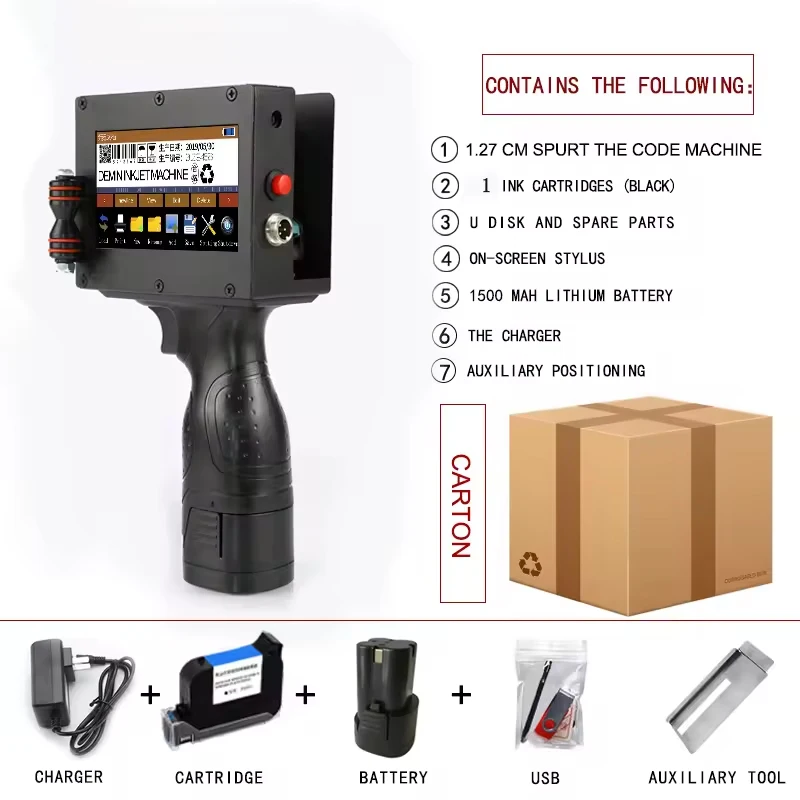 Handheld Inkjet Printer For Printing Date Code Batch Number On Inkjet Paper Box Exterior Packaging Box Inkjet Coding Gun