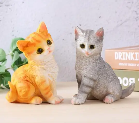 Cute orange cat animal decoration cat table top resin decoration