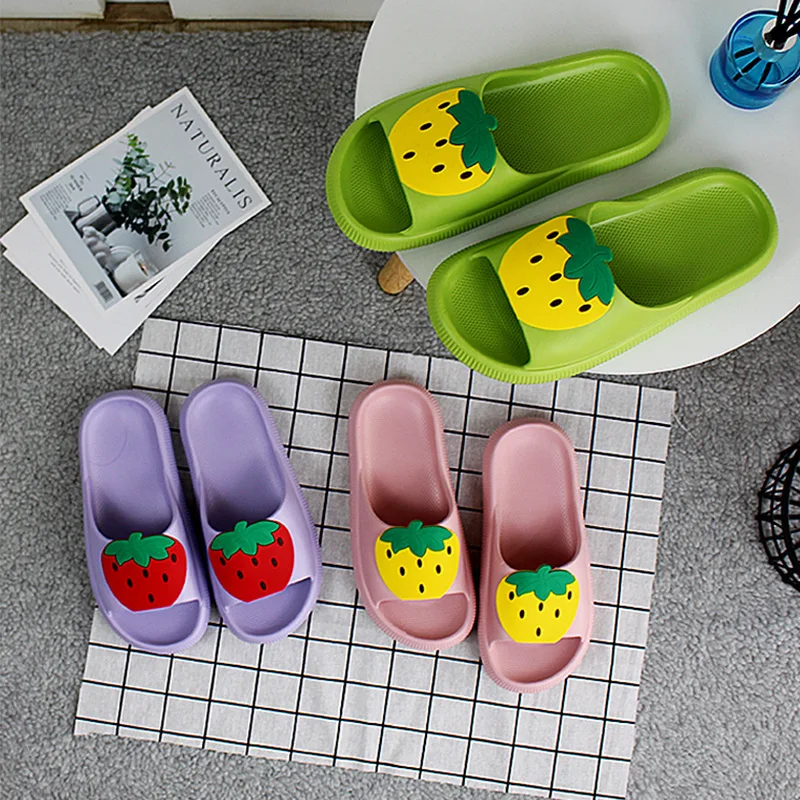 Women Summer Slippers Beach Slide Sandals Flip Flops Cartoon Fruits Avocado Comfort Men Ladies Couple Shoes
