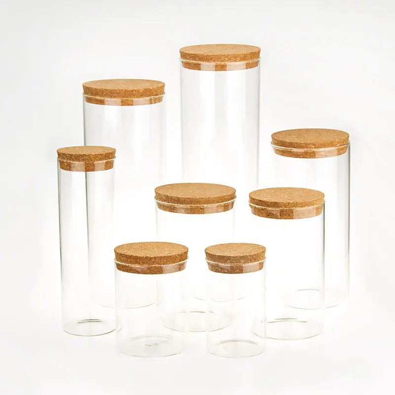 Hot Selling Airtight Container Glass Food Honey Cookie Storage Jar Glass Jar with Cork Lids
