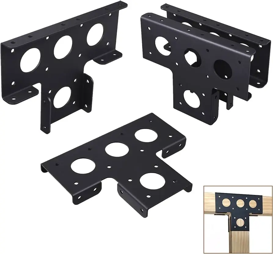 Black T Bracket, 6' x 6' 8 PCs Black Powder-Coated T Mending Plate