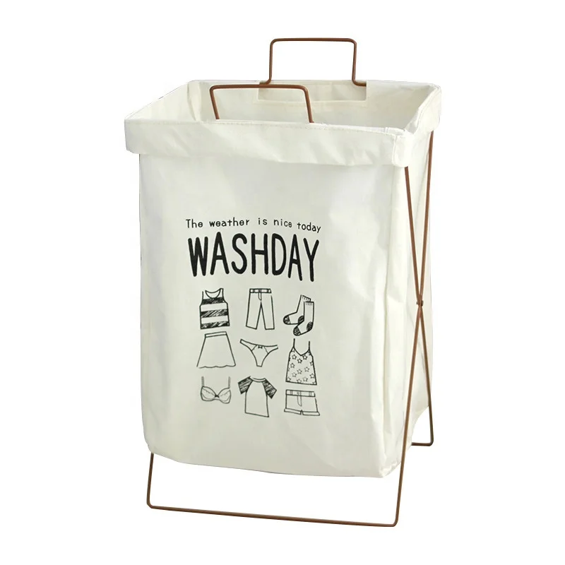 Spot iron rack storage large laundry basket laundry basket folding waterproof linen fabric storage basket wholesale