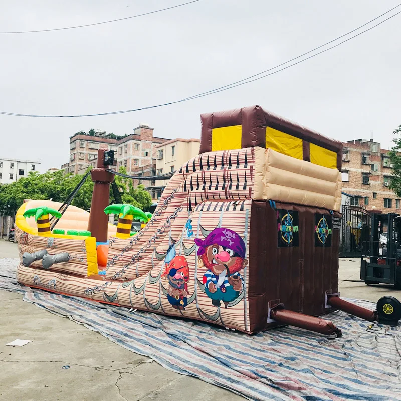 Популярный надувной замок для прыжков, надувной батут с пиратским кораблем