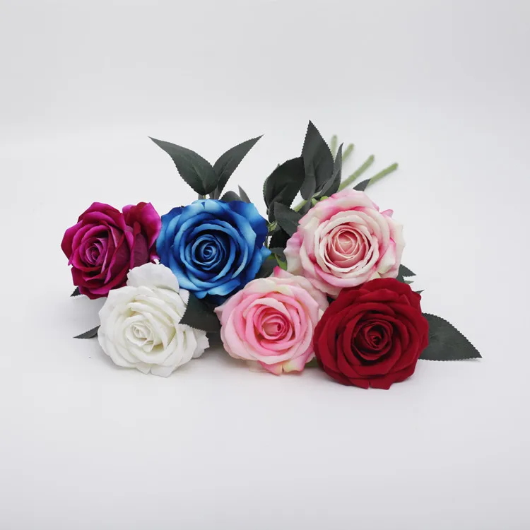 TRX810 rose artificial flower manufacturers bulk wholesale high quality red plastic latex decorative flowers