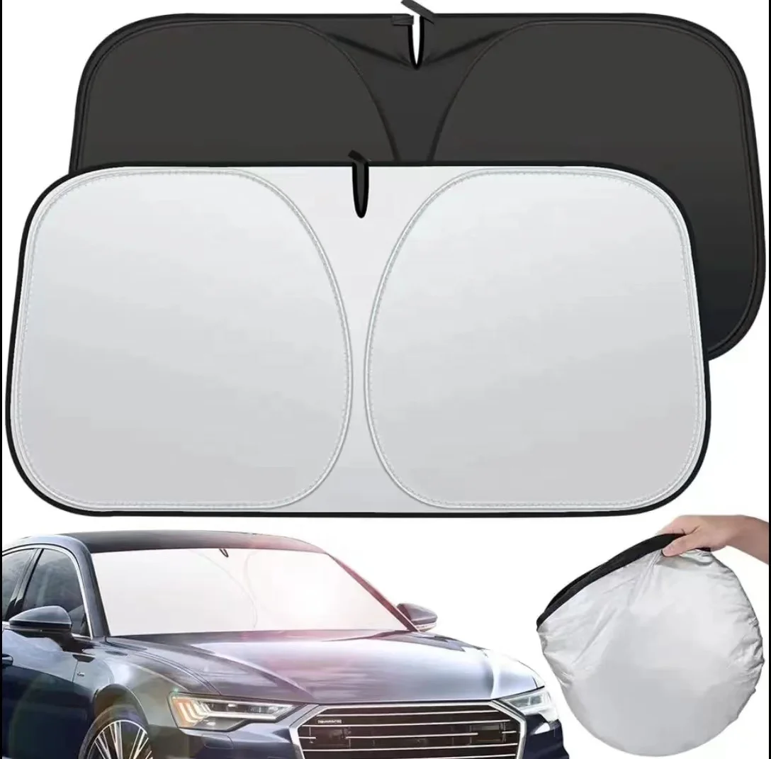 Titanium silver coated car front windshield sunshade