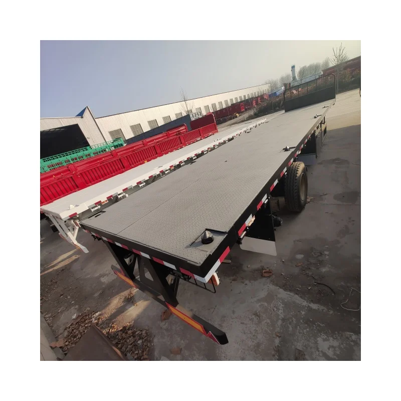 Factory Sale Best Price 12.5m 3-Axle Full Container Flat Bed Trailer Made in China for Special Transportation Truck Trailers