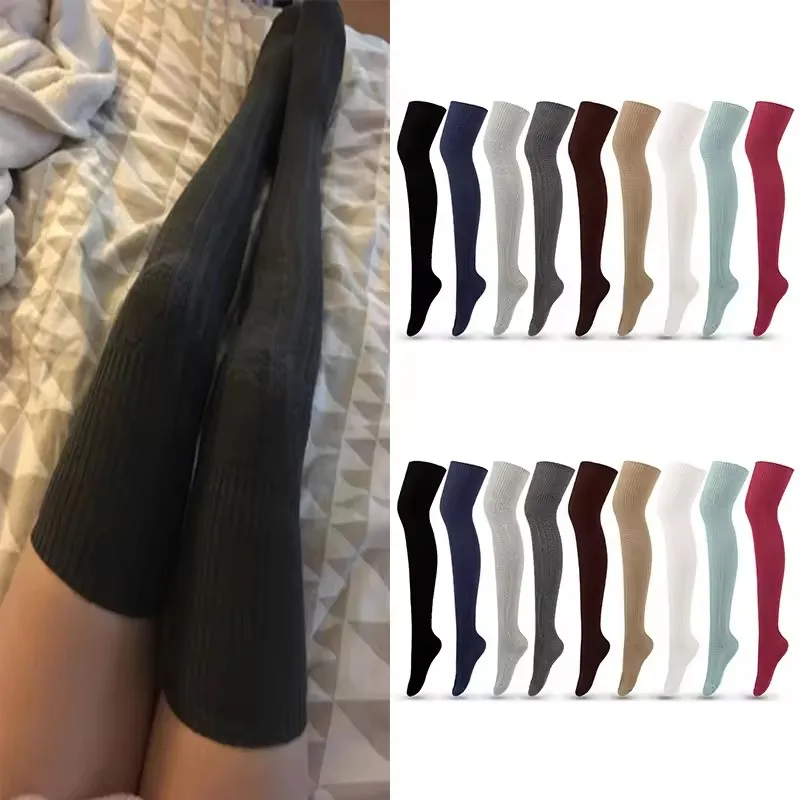 Wholesale Custom over women long knee high color socks winter thermal socks Cotton Young Long Women Thigh High Socks For Ladies