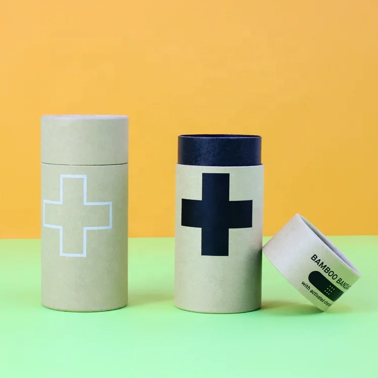 Biodegradable cardboard adhesive bandage gift kraft paper tube cosmetic towel socks t shirt round packaging box