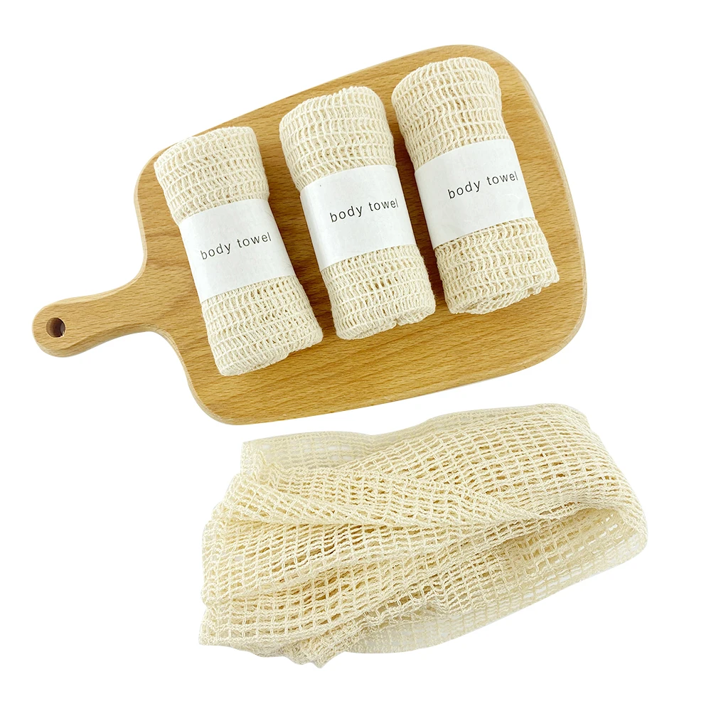 Экологичное дешевое и приятное на ощупь отшелушивающее портативное полотенце для мытья тела с индивидуальным логотипом 19*90 см из 100% чистого хлопка