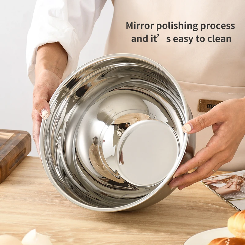 Stainless Steel Mixing Bowl Kitchen & Home Essential for Food Storage Serving, Salad, Food Prep, Baking, & Cooking Custom logo