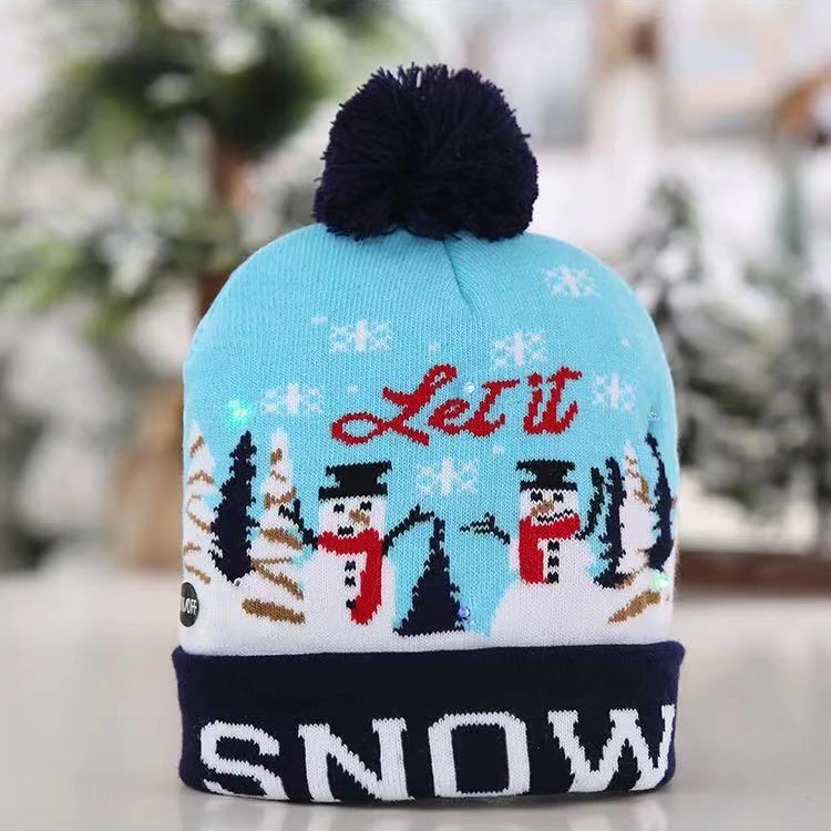 Grand Festival LED Light Up Christmas Hats Colorful Beanie Winter Hats Christmas Decoration Supplies