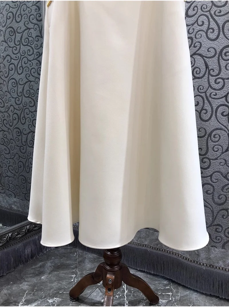 Top Quality New 2024 Autumn Winter Long Skirt Women Pocket Patchwork High Waist Long Beige Red Maxi Gown Skirt Party Club Wear