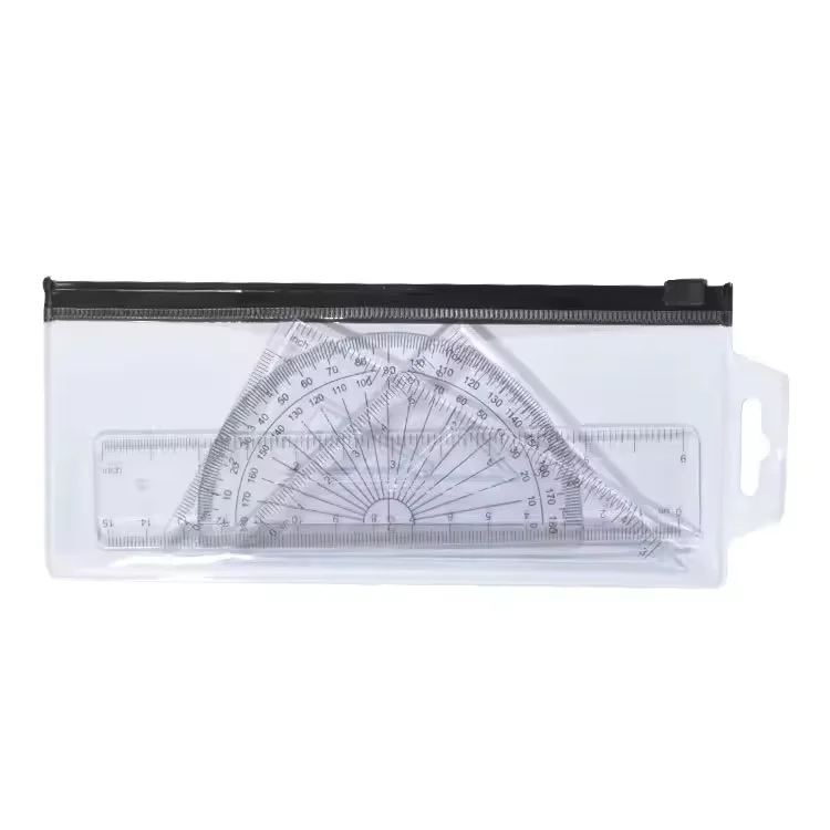 High Quality Back To School Students Plastic Measuring Geometry Ruler Stationery Set