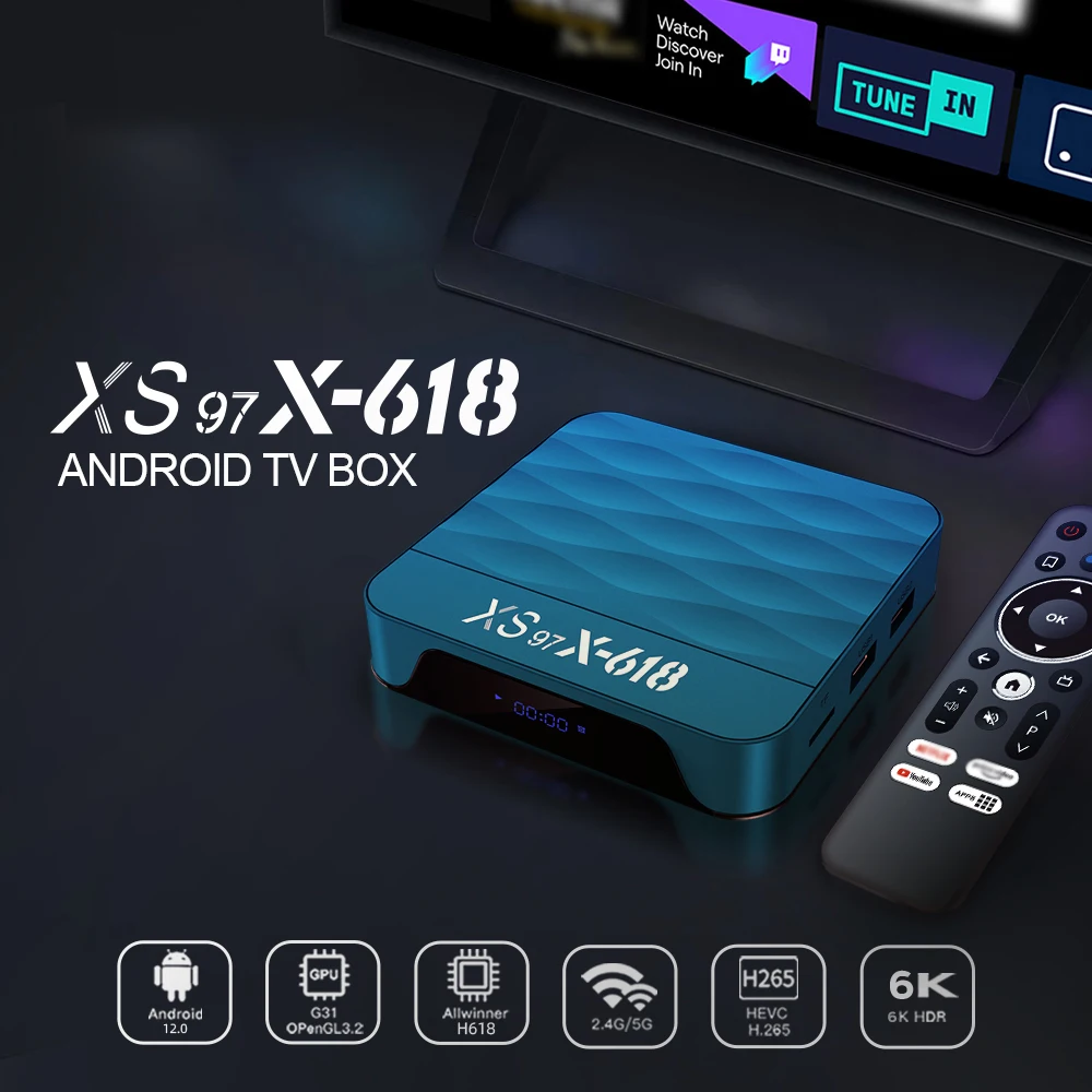 XS97 X-618 Allwinner H618 BT Remote SMART TV Online IPTV TV BOX 4K Streaming Player Android 12 4GB 32GB 5G Dual WiFi Set-top box
