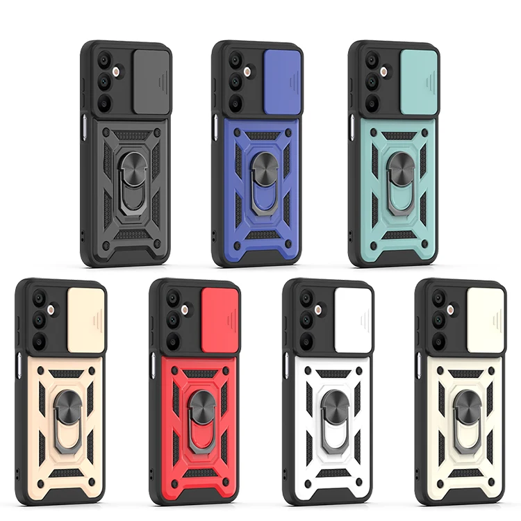 Reliable quality 2 in 1 hybrid shockproof case for samsung galaxy A16 sliding window lens protective magnetic car bracket cover
