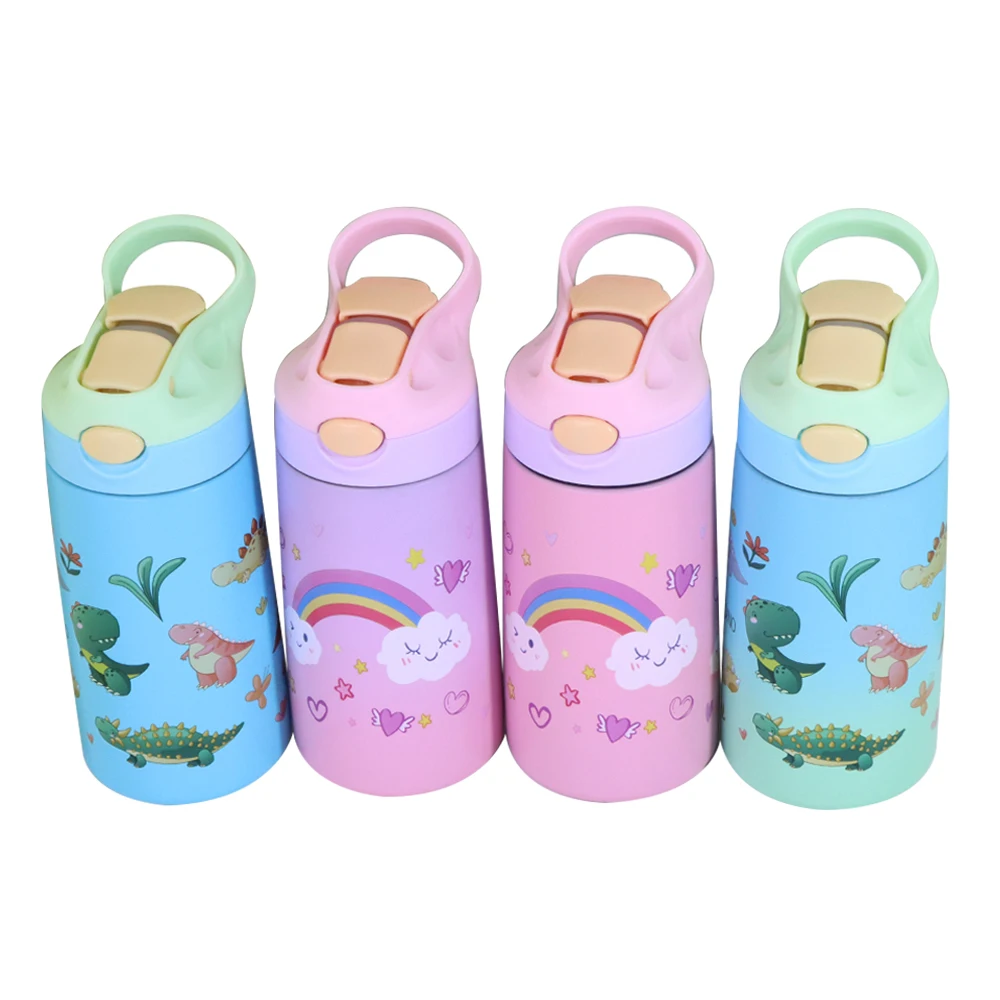 Kawaii Students 420Ml Portable Stainless Steel Insulated Double Wall Vacuum School Kids Water Bottle With Flip Top