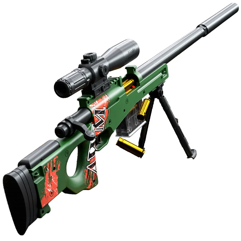 Kouyikou Awm Soft Bullet Shell Ejecting Shot Gun Toy Automatic Sniper Adult With Bullets Green Throwing Pistol Plastic For Boys