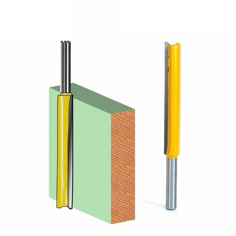 LAVIE 2pcs  Router Bit set 1/4 Shank Extension Long Straight Trimming CNC Bit Milling Cutter for Wood Edge Cutting-C MC01002T2AY