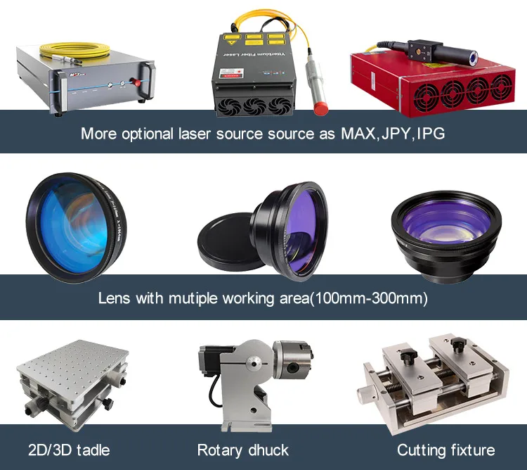 hot sell 2.5d 3d fiber laser machine 20w 30w 50w 60w 100w 200w factory laser marking machines for jewelry metal plastic price