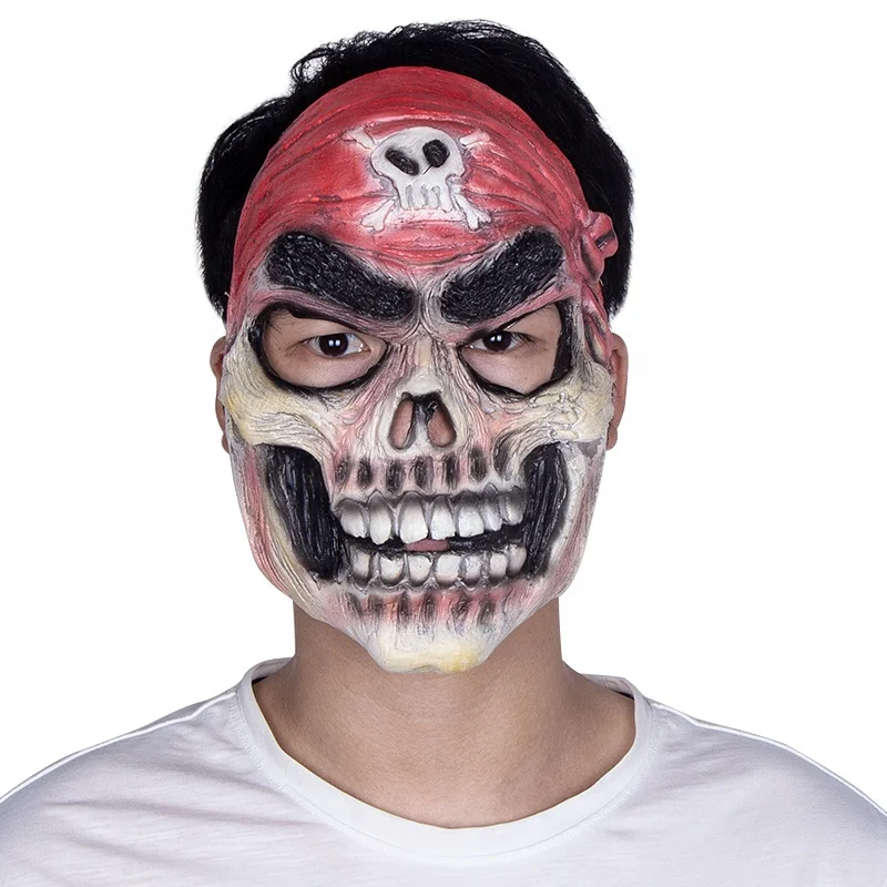 Dropshipping Pirate Skull Mask Cosplay Halloween Deluxe Fancy Dress Party Accessory Fun Latex Mask