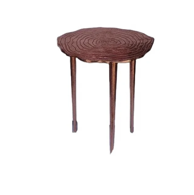 Cast Tripod Side Table in Rose Gold Finish in Aluminium Also Available in Brass and Other Finishes Metal Home Furniture