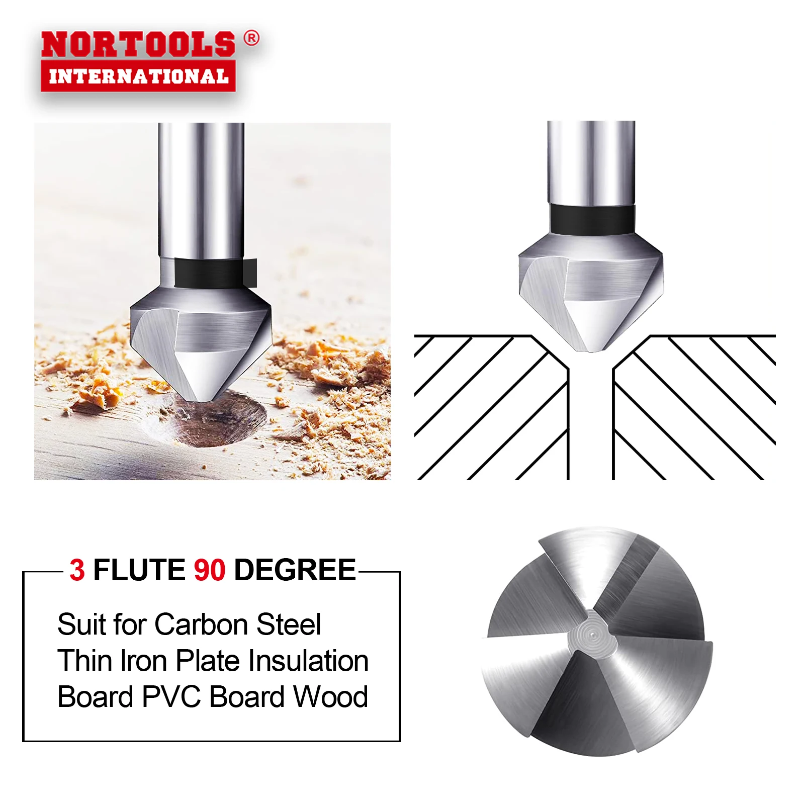 3 Flute HSS Countersink Drill Bit Counterbore For Metal Drilling