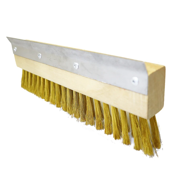 Grill Brush And Scraper Natural Wooden Handle Kitchen Double Sided Cleaning Brush