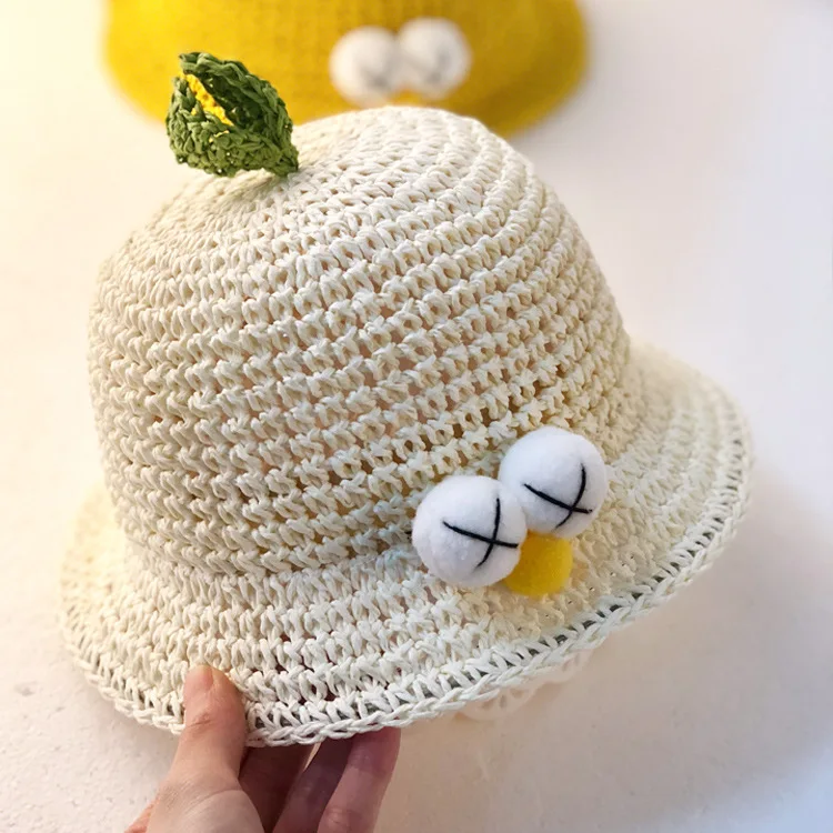 Cute Kids Boy SunHat Straw Bucket Hat Summer Hat