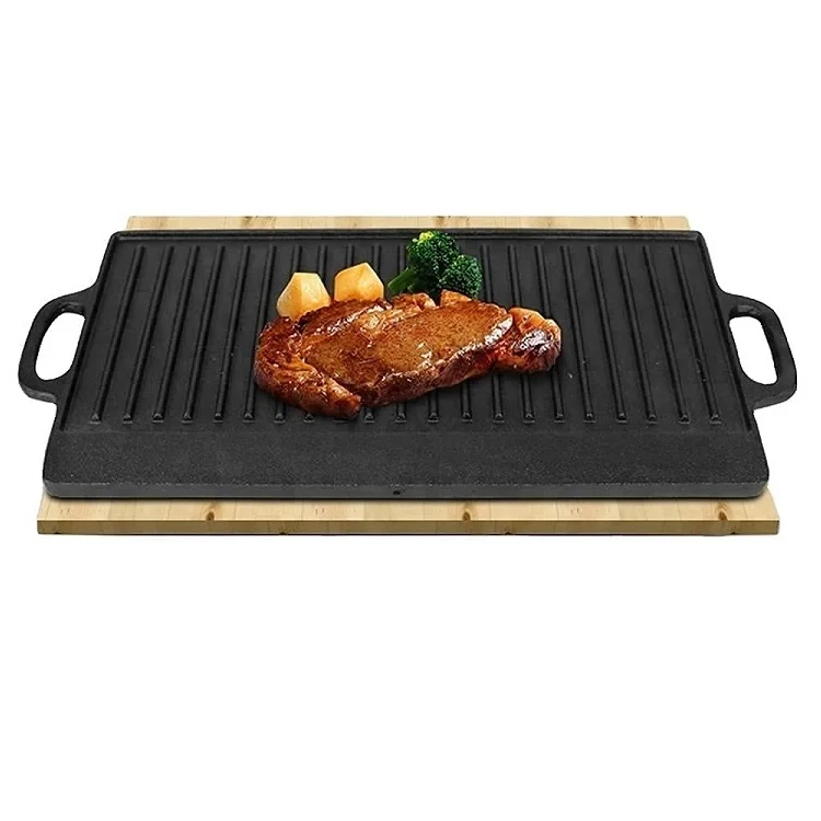 Double Sided Griddle Preseasoned Grill Pan Double Sided Grill Pan Cast Iron Cookware Oil Seasoned