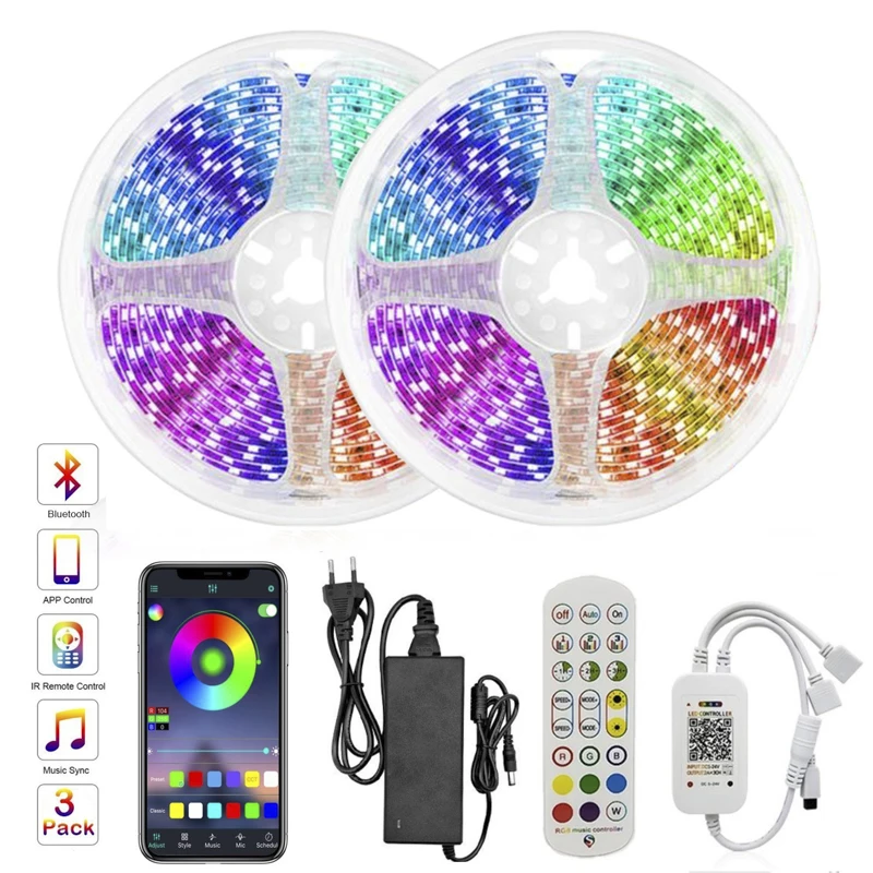 Led strip light Set Ip65 Color Remote Controller 12V led light 5050 RGB led neon flex rope flexible strip Night Light Decoration