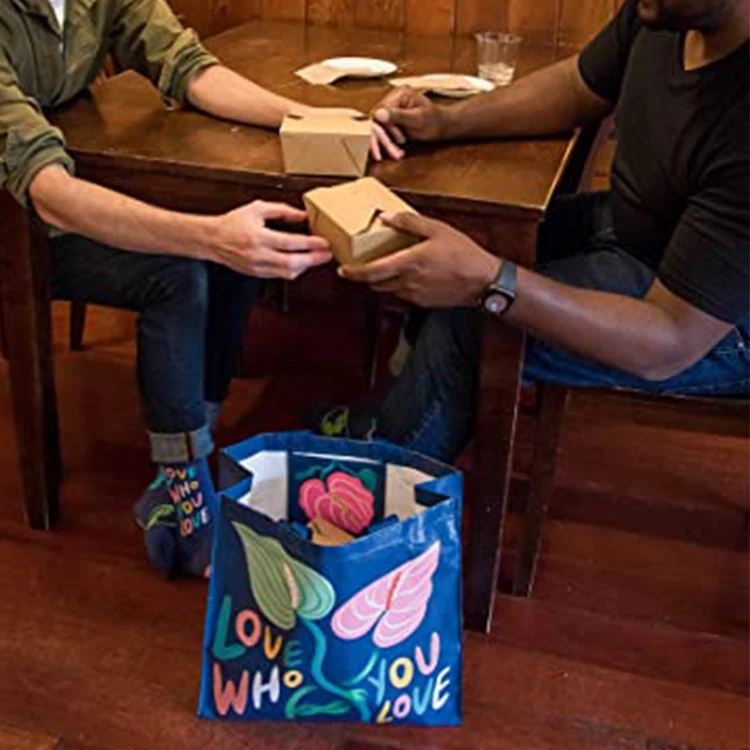 Recycled material reusable pp woven laminated grocery bag for shopping