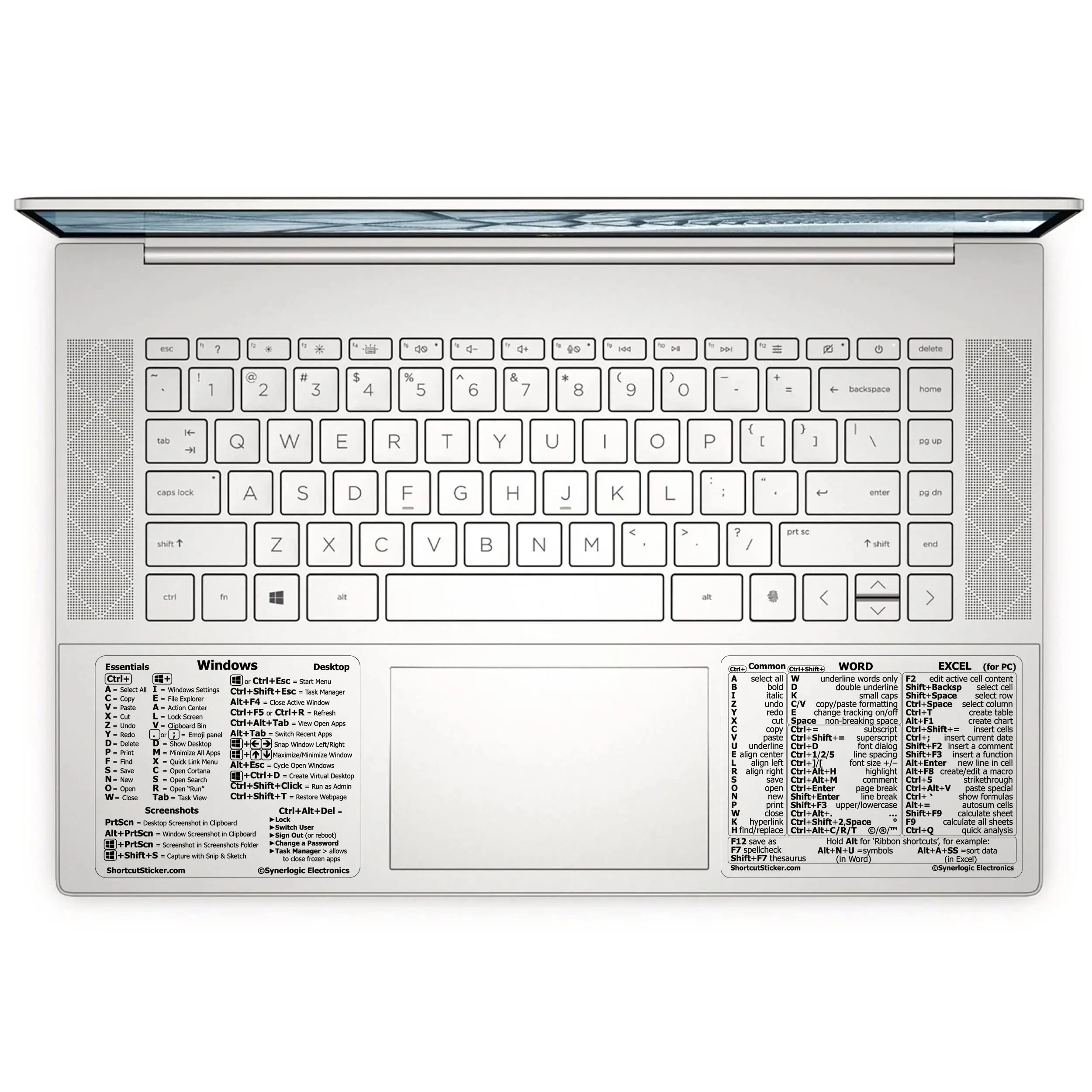 Windows and Word/Excel (for Windows) Quick Reference Guide Keyboard Shortcut Stickers, No-Residue Vinyl