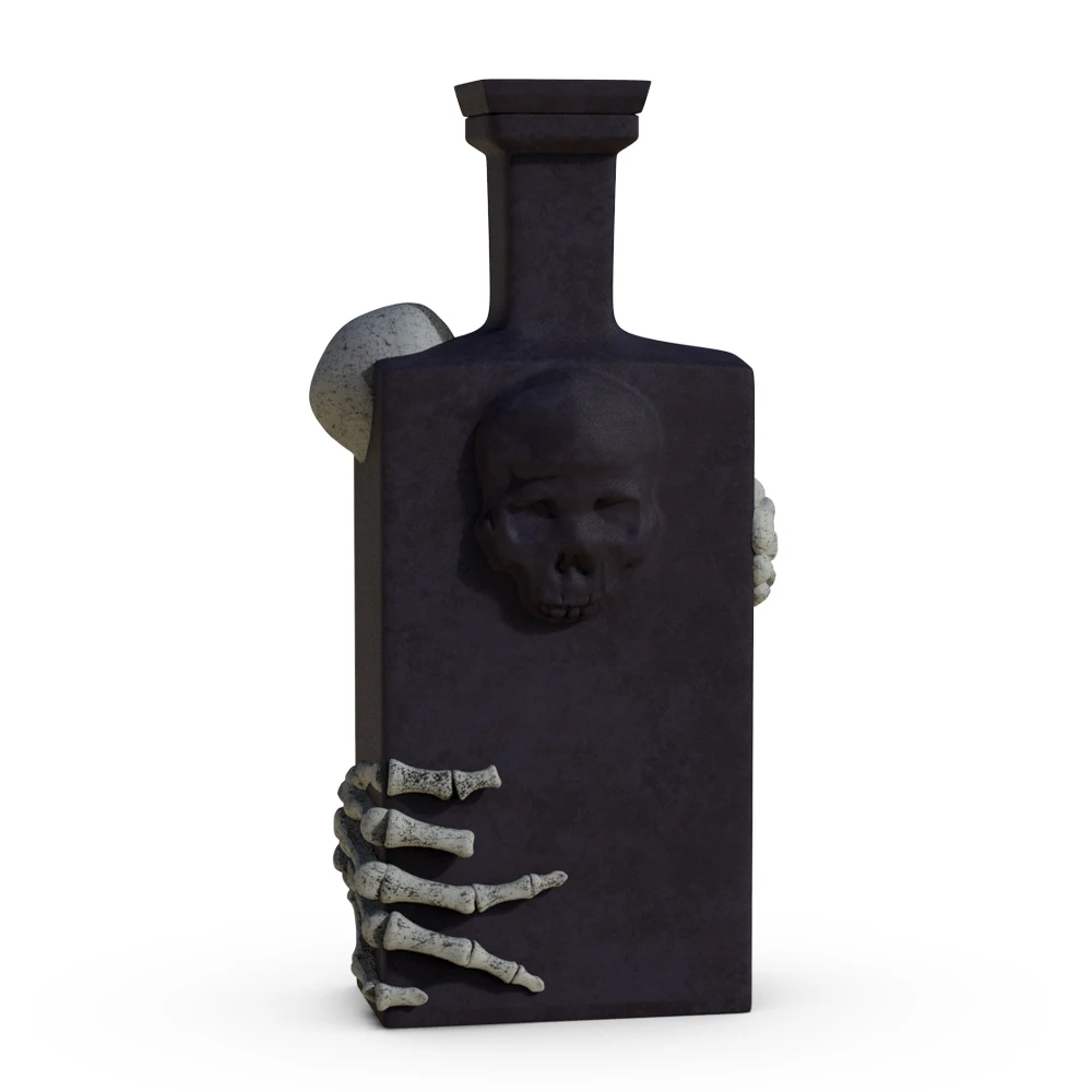 Custom logo porcelain alcohole drink whiskey tequila decanter Day of the Dead skull empty luxury matte black ceramic wine bottle