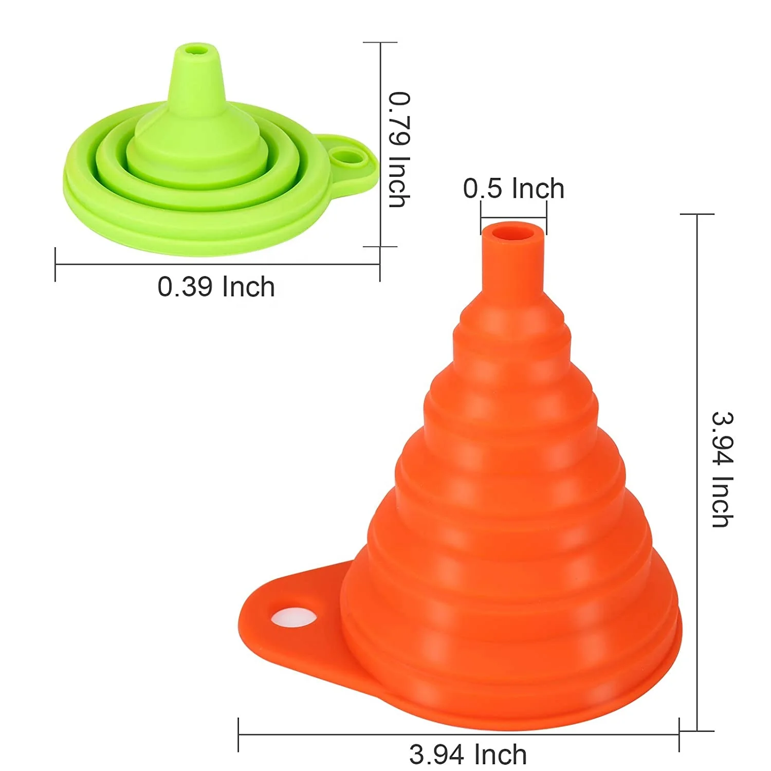 Silicone Collapsible Funnel Food Grade Medium Small Mini Large Foldable Kitchen Funnels for Wide Mouth Jar Transfer Oil Powder